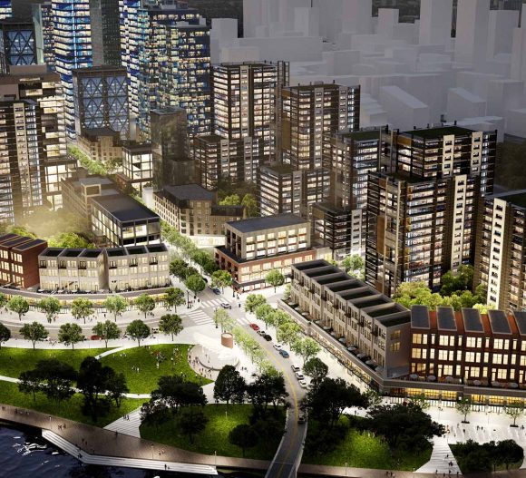 calgary rivers district master plan skyline view