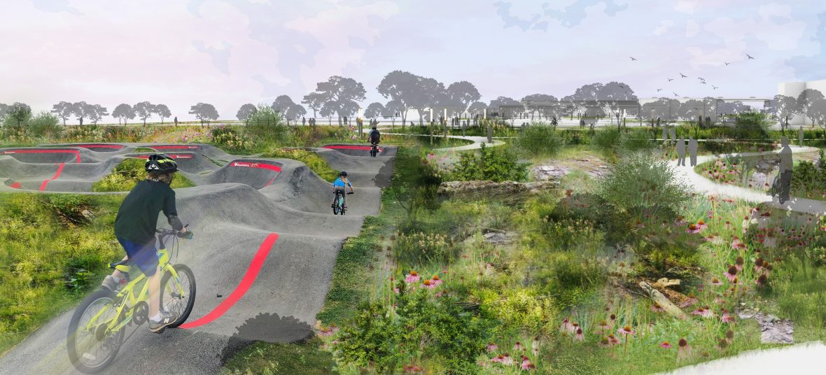 Bike path rendering of Jones Campus