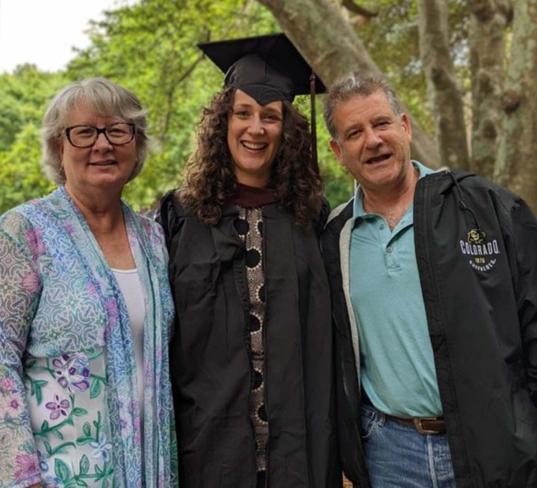 rebecca asser and parents at graduation