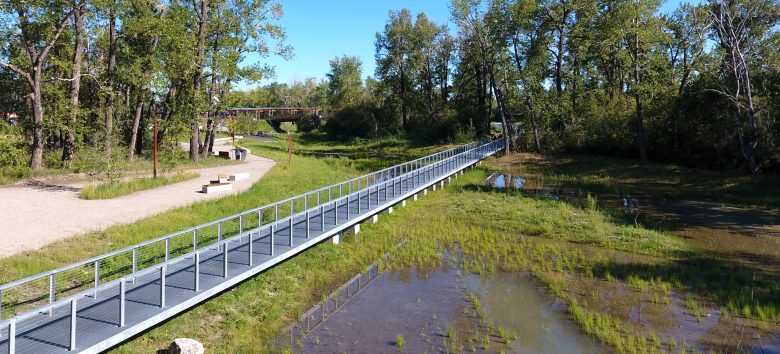 st. patricks island pedestrian bridge after flooding