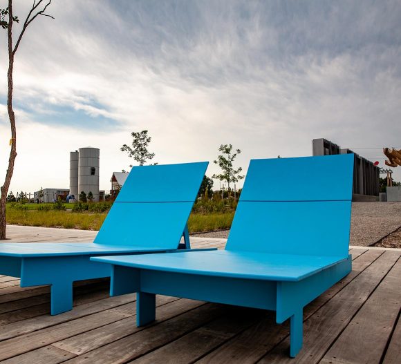 lounge chairs at twin silo park
