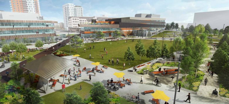 rendering of central park at calgary university