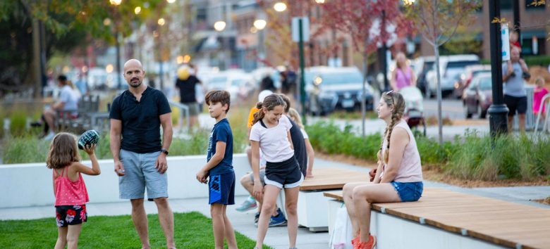 people hanging out in the panoway town center